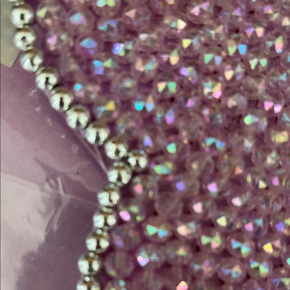 Rachel Zoe Pink Rhinestone Ghost beaded chargers - Picture 4 of 7